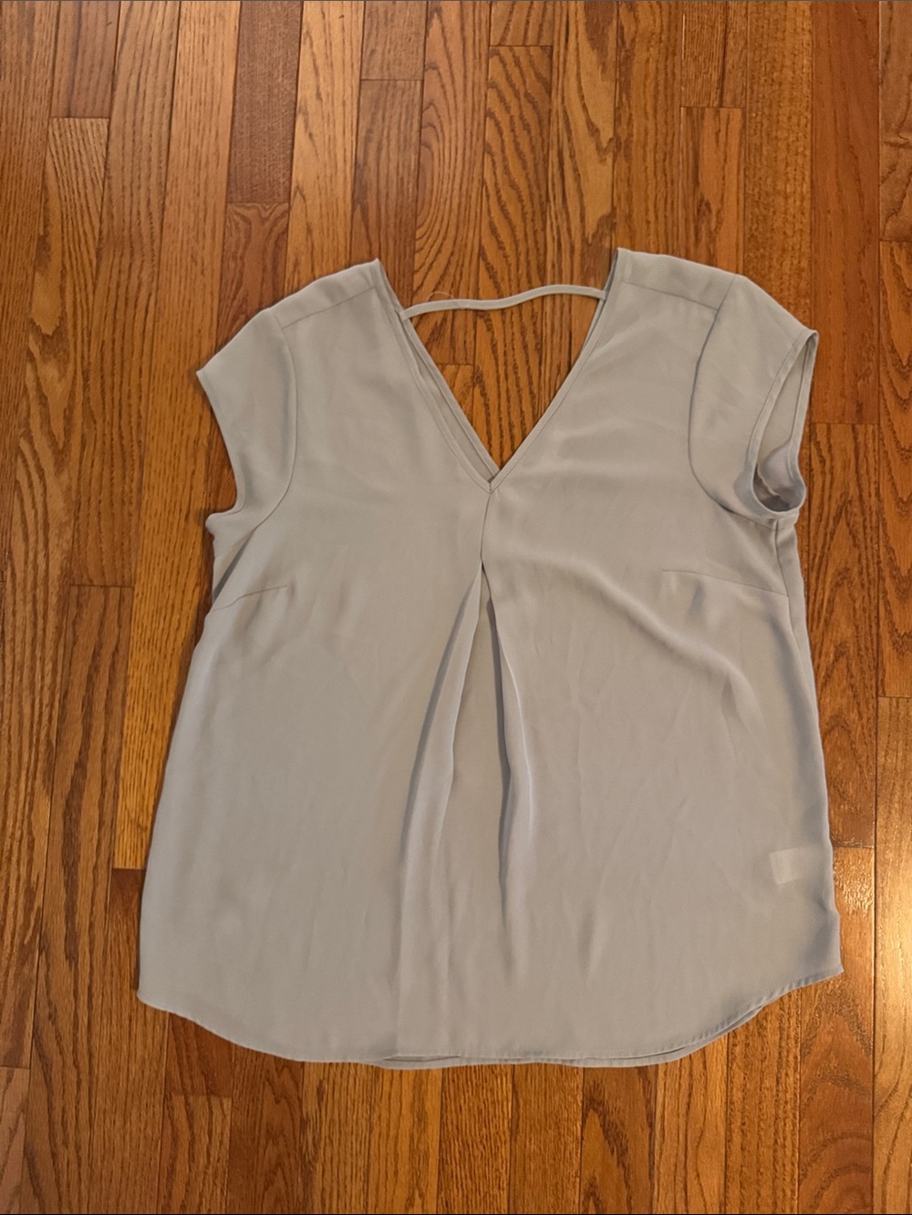 Gray V-Neck Cap Sleeve Top